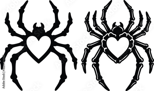 Spider heart silhouette vector