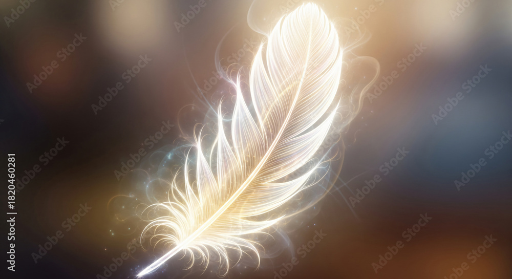 Fototapeta premium Luminous Spiritual Feather Aura Ethereal Trails Angelic Messages Assistance JPG