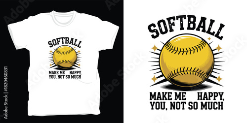 Softball tshirt design with funny quote