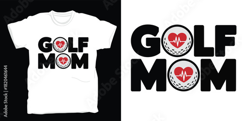 Golf mom graphic with heart pulse