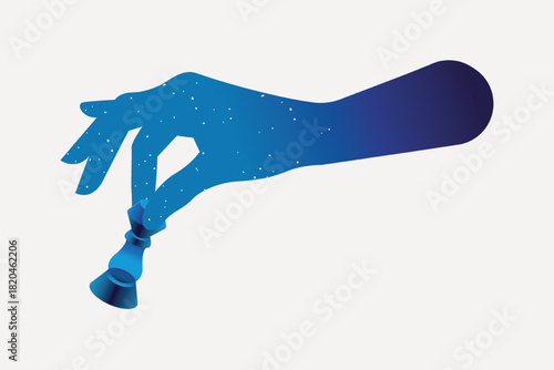 Strategic cosmic hand silhouette vector
