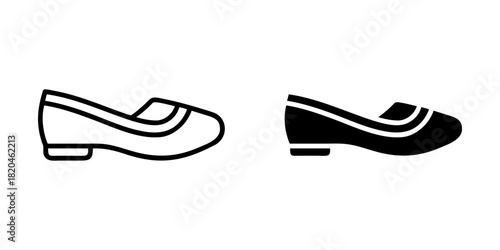 Flats outline and pictogram Icon for Fashion, Footwear, Apparel, and Style Design