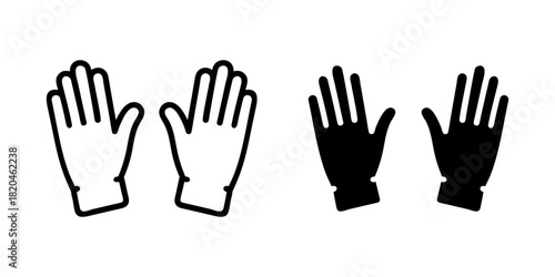 Gloves outline and pictogram Icon for Winter Wear, Safety, and Clothing Design.