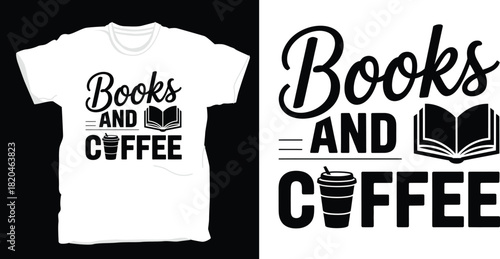 Books and coffee graphic design for apparel and merchandise
