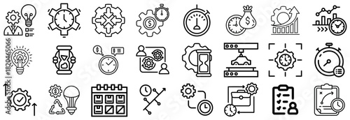 Business and Time Management Icons Strategy, Planning, and Efficiency
