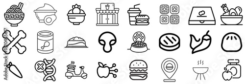 Diverse Food and Drink Icons From Ramen to Burgers and Beyond