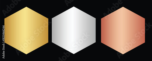 Gold, silver and bronze metal circle frames 3d vector realistic illustration. First, second and third place medals or buttons isolated on white background. Certified. Quality blank, empty badge set.