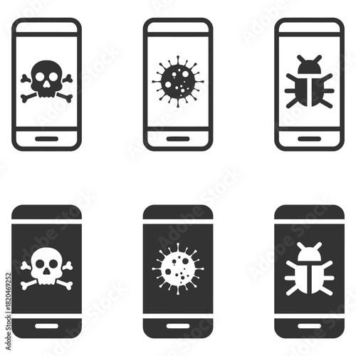 Smartphone virus icon vector illustration