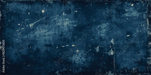Abstract grunge background featuring a blend of dark blue and white paint textures.Rough brush strokes, splatters, and distressed paint effects. Irregular streaks and patches creating a dynamic, 