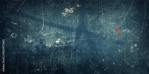 Abstract grunge background featuring a blend of dark blue and white paint textures.Rough brush strokes, splatters, and distressed paint effects. Irregular streaks and patches creating a dynamic, 