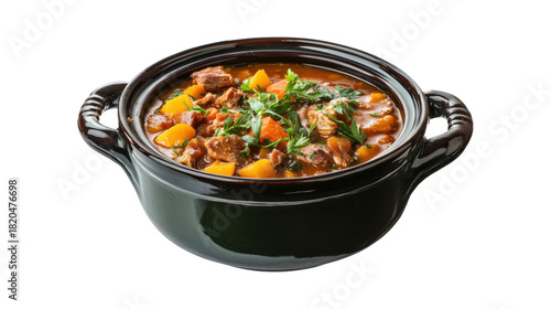 Casserole with delicious turkey soup