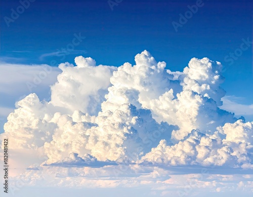 Bild auf Leinwand White Cumulus Clouds Against a Vivid Blue Sky