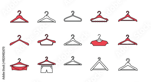 Different types of clothes hangers vector illustration wardrobe design