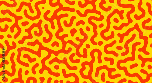 Vibrant organic pattern with flowing lines in yellow and orange