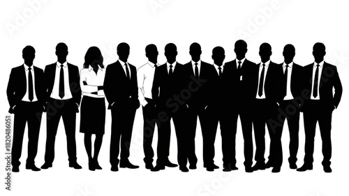 Unified professional team silhouette representing corporate leadership, collaboration, and collective success