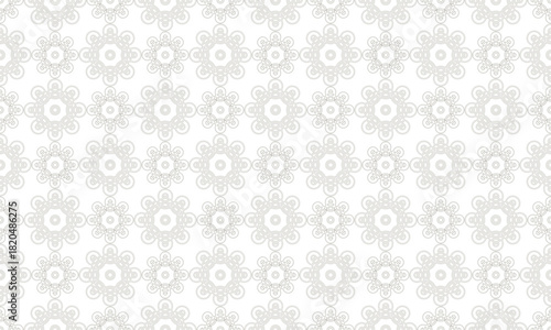 Light Gray Thin-Line Geometric Flower Seamless Pattern