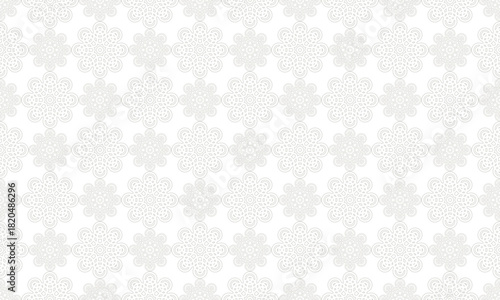 Neutral Gray Seamless Floral Mandala Pattern