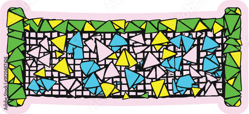 Vibrant Geometric Abstract Banner Illustration with Colorful Triangles and Grid Pattern