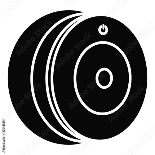 Robot Vacuum Silhouette, Automated Cleaning Device Icon, Smart Home Automation Symbol
