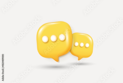 3D speech bubbles symbol for chat on social media icon isolated on background. 3d comments thread mention or user chat with social media for business banner, app design. 3d vector.