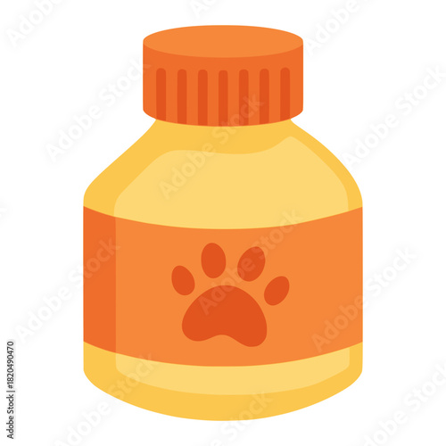 dog pet medicine bottle flat color vector illustration template design