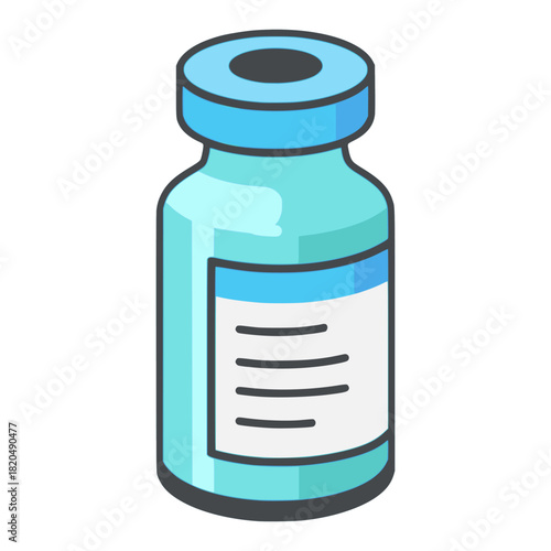 Syringe glass jar medicine medical flat color vector illustration template design