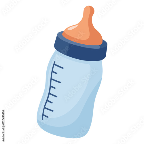 baby milk bottle feeding flat color vector illustration template design