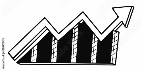 Illustration of a rising graph with an arrow pointing upwards indicating growth and success rate