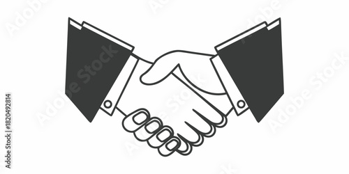 Illustration of a handshake between two individuals wearing suits symbolizing agreement and partnership deal