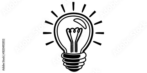 Illustration of a lightbulb with radiating lines suggesting brightness and idea generation concept shown here