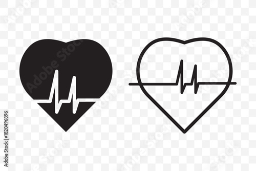 Hearth beat icon, health medical heartbeat symbol isolated on white background. Pulse rate monitor. Vector illustration.