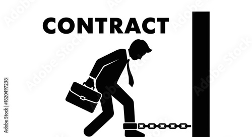 Businessman trapped by contract obligations with briefcase in hand
