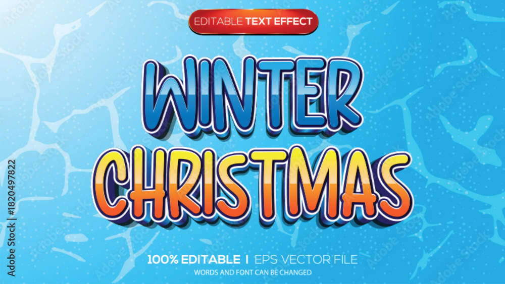 Fototapeta premium 3d text effect winter season theme