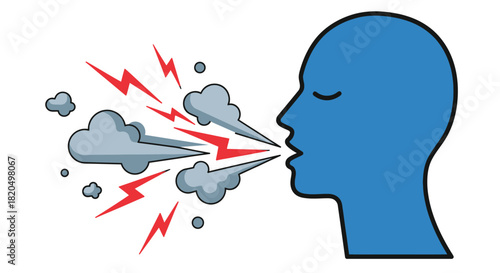 Stop the spread coughing person with virus warning sign concept