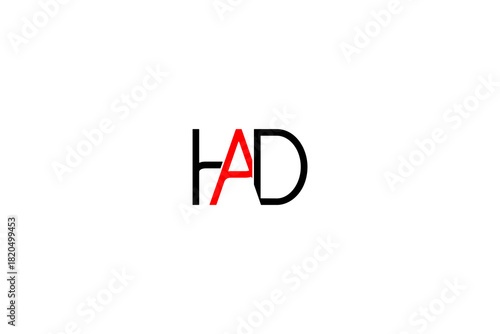HAD Logo – Bold Minimalist Letter Design with Red Triangular A and Modern Black Typography