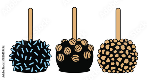 Delicious candy apples with sprinkles and nuts ready for Halloween