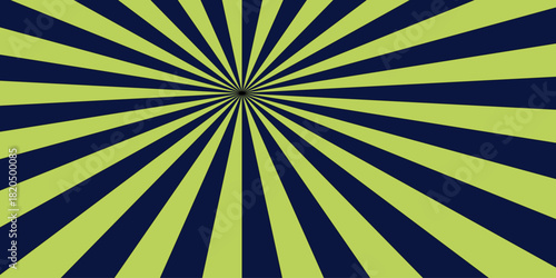 Abstract high-contrast, radial burst background with green and blue curved stripes central focal point. Comic-style speed rays or a sunburst pattern with high contrast and....