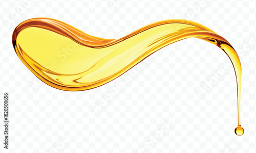 abstract smooth liquid cooking, engine, olive oil and honey splashing with droplets in curve style isolated on white background