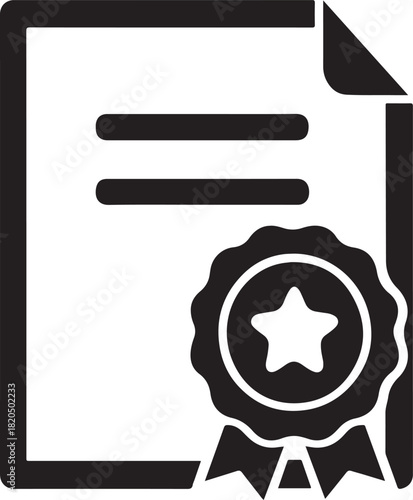 Recognition certificate icon in bold vector style, ideal for achievement, award, honor and success themes.
