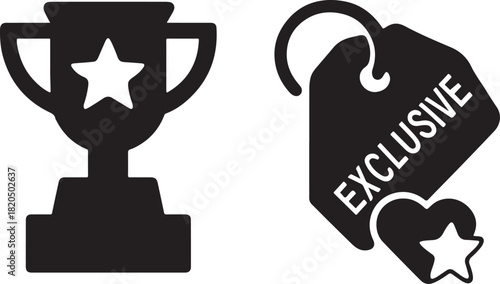 Reward trophy star icon in bold vector style, ideal for achievement, success, victory and award concepts.