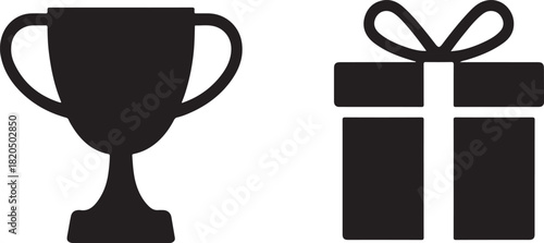 Trophy cup reward icon in bold vector style, perfect for success, achievement, competition and ranking themes.