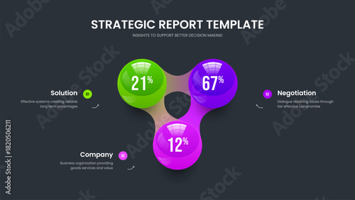 Advertising Development Presentation Design Vector Illustration. Visual Proposal 3 Option Diagram Slide Layout. Creative Briefing Three Step Infographic Slideshow Template.