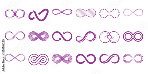 Collection of Purple Infinity Symbols in Various Designs and Styles