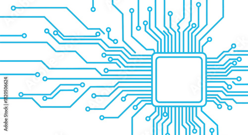 Modern technology motherboard pattern with blue lines illustration