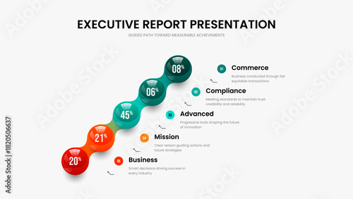 Educational Proposal 5 Element Diagram Frame Template. Digital Growth Slideshow Layout Vector Illustration. Corporate Introduction Five Step Infographic Presentation Design.