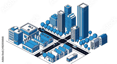 3d isometric view of a city