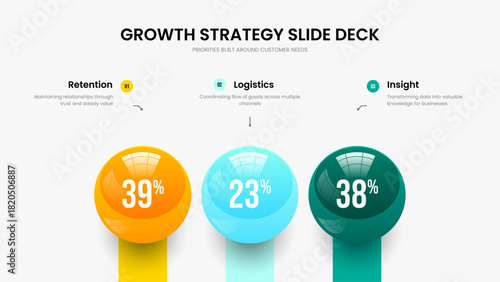 Business Profile 3 Option Graph Slideshow Template. Product Launch Frame Layout Vector Illustration. Advertising Plan Three Element Infographic Slide Design.
