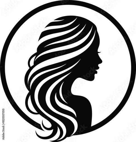 Woman silhouette logo design for beauty salon and hair stylist branding eps