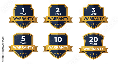 Warranty badges collection offering product guarantee and assurance