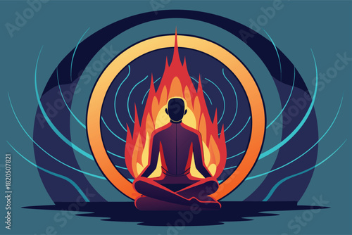 Find inner peace with this striking meditation scene, perfect for wellness brands, yoga studios, or spiritual retreats. Modern, calming, and inspirational art.